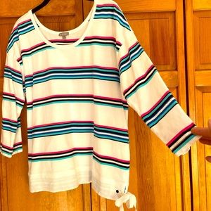 Tie detail striped top
